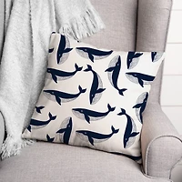 Whale Pattern 18" x 18" Indoor / Outdoor Pillow