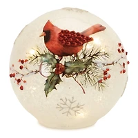 LED Frosted Cardinal Berry Globes Set
