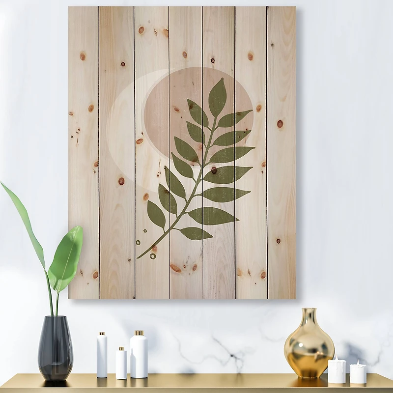 Designart - Abstract Geometrical Moon With Leaf IV