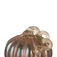 Glitzhome® Blue & Gold Glittery Glass Pumpkin Set