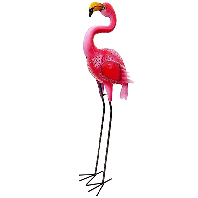 Santa's Workshop 34.75" Iron Dark Pink Flamingo Metal Accent