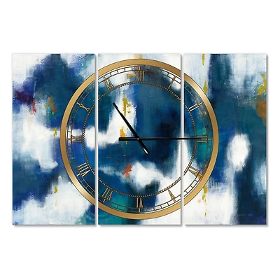 Designart 'Blue Glam Texture Ii Modern Multipanel Wall Clock