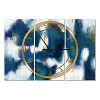 Designart 'Blue Glam Texture Ii Modern Multipanel Wall Clock