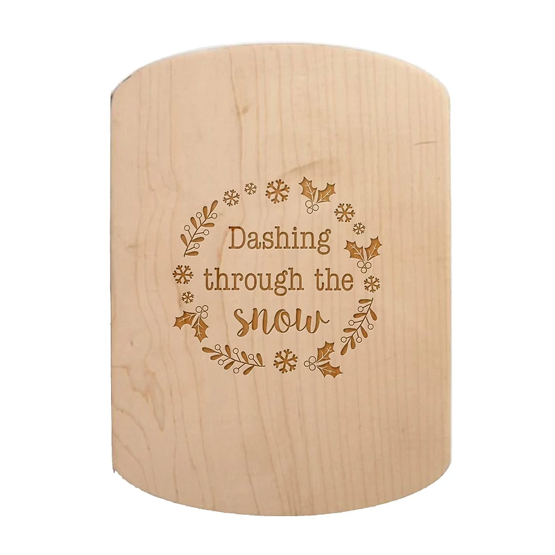 Dashing Through the Snow 11" x 8" Maple Oval Cutting Board