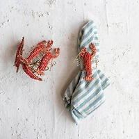Hello Honey® 5" Red Lobster Metal Napkin Rings with Glass Beads, 4ct.