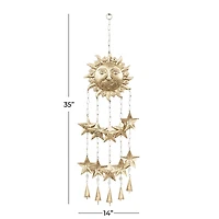 35" Gold Sun & Stars Metal Eclectic Windchime