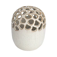 Hello Honey® 7.5" Cream Stoneware Flower Frog Vase with Reactive Glaze