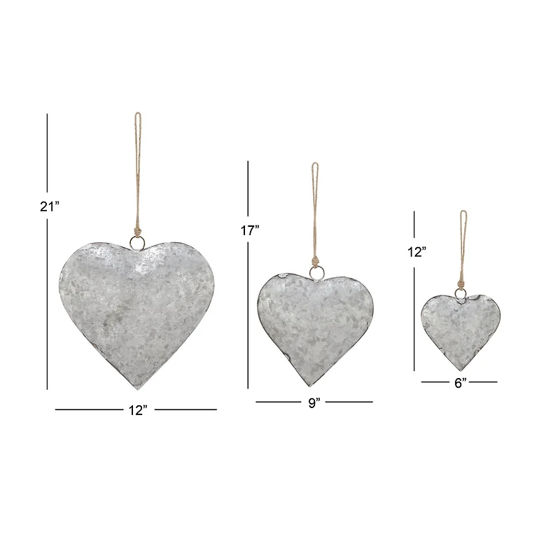Gray Metal Hearts Rustic Windchime Set