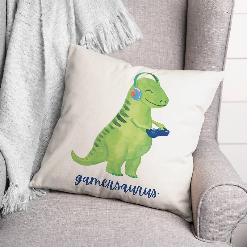 Gamersaurus Green 18" x 18" Indoor/Outdoor Pillow