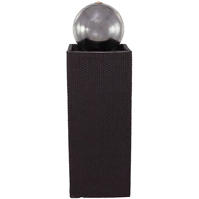 44" Black Fiberglass Fountain with LED Light