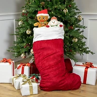 50" Red and White Jumbo Velveteen Christmas Stocking
