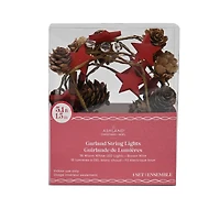 18ct. Warm White LED Pinecone & Red Star Garland String Lights by Ashland®