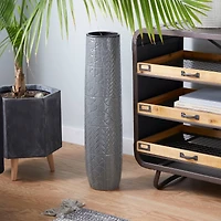 30" Gray Stoneware Eclectic Vase