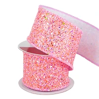 2.5" x 12ft. Pink Mix Wired Glitter Ribbon by Celebrate It®