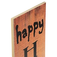 36" Orange Wood Happy Halloween with Spider Wall Sign