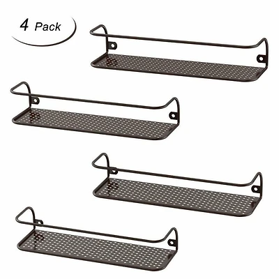 NEX™ Brown Wall-Mount Metal Spice Racks with Guard Rail, 4ct.