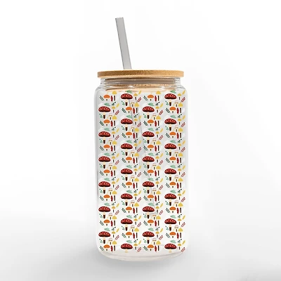 Mushroom Pattern 16oz. Glass Can Cup