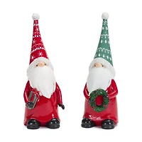 9" Holiday Gnome with Wreath & Package Figurine Set
