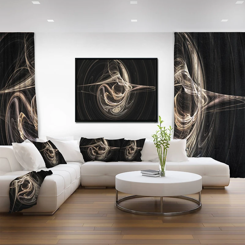 Designart - White Abstract Fractal Design in Black