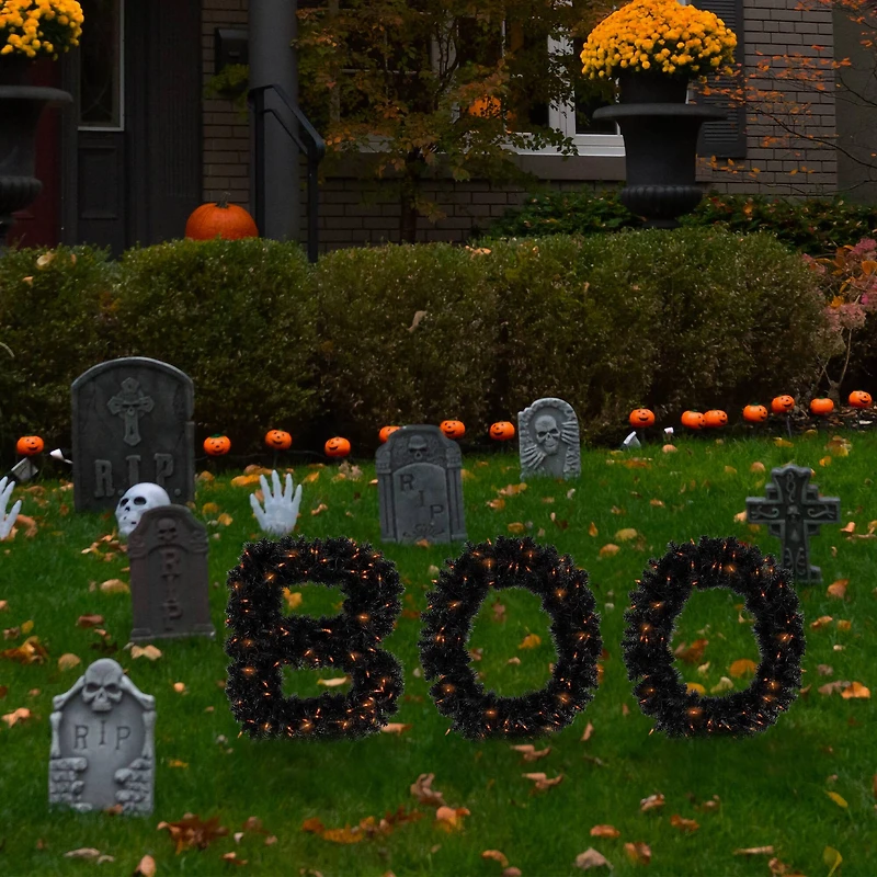 18" Lit Boo Sentiment Outdoor Halloween Sign