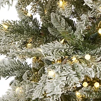 7.5ft. Pre-Lit Slim Flocked Nova Scotia Spruce Artificial Christmas Tree with Warm White LED Lights