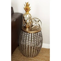 19" Silver Iron & Glam Accent Table