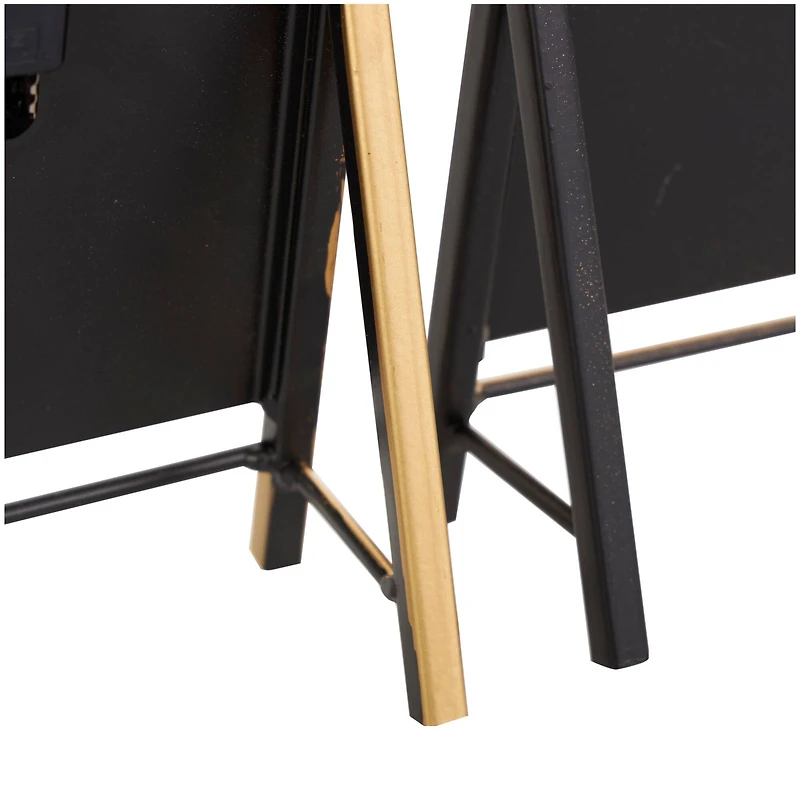 CosmoLiving by Cosmopolitan 10" Black Metal Rectangular Angled Clock Set with Gold Accents & Cutout Tick Hour Markers