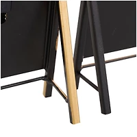 CosmoLiving by Cosmopolitan 10" Black Metal Rectangular Angled Clock Set with Gold Accents & Cutout Tick Hour Markers