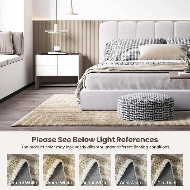 Glitzhome® 5ft. x 8ft. Ivory & Tan Geometric Shag Area Rug