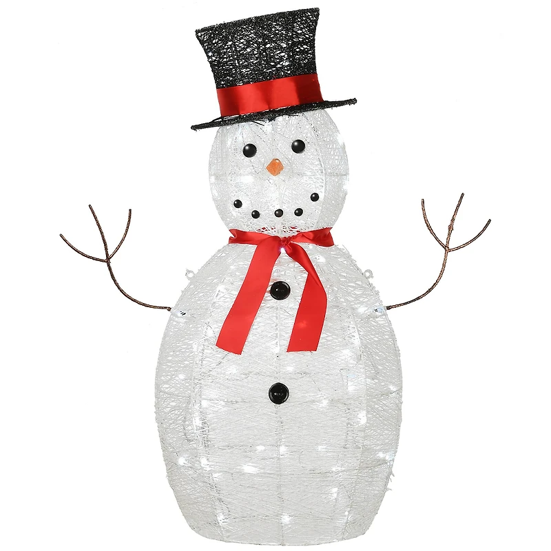 36" Pre-Lit Sisal Snowman Decoration