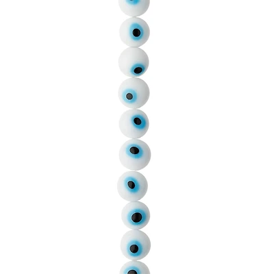 White Evil Eye Glass Round Beads by Bead Landing