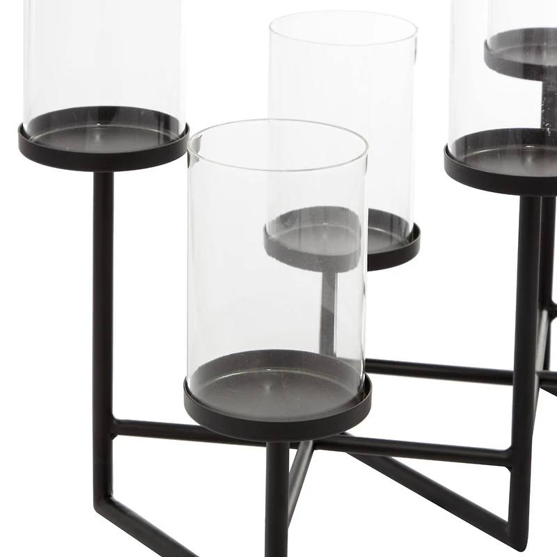 Black Metal Modern Candelabra, 15" x 26" x 12"
