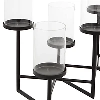 Black Metal Modern Candelabra, 15" x 26" x 12"