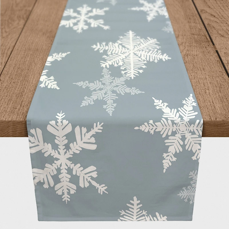 Blue Snowflake Pattern 16" x 90" Cotton Twill Runner