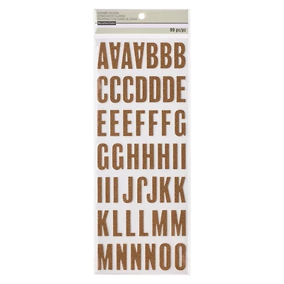 12 Packs: 99 ct. (1,188 total) Rose Gold Glitter Alphabet Chipboard Stickers by Recollections™