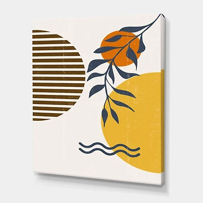 Designart - Botanical Minimalist Leaf With Abstract Shapes I