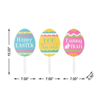 Glitzhome® 15" Wooden Easter Egg Yard Stake Set
