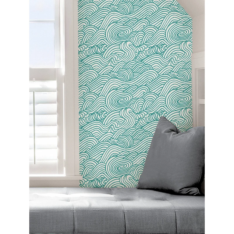 NuWallpaper Teal Saybrook Peel & Stick Wallpaper