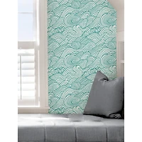 NuWallpaper Teal Saybrook Peel & Stick Wallpaper