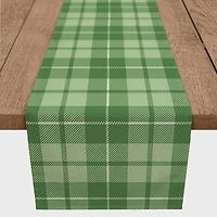 90" Green Plaid Poly Twill Table Runner