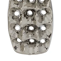 Set of 3 Silver Ceramic Glam Vase, 8" x 5"