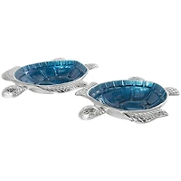 Blue Aluminum Metal Turtle Enameled Decorative Bowls, 2ct.