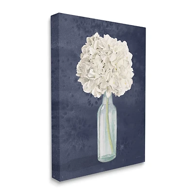 Stupell Industries White Floral Bouquet in Bottle Blue Painting Canvas Wall Art