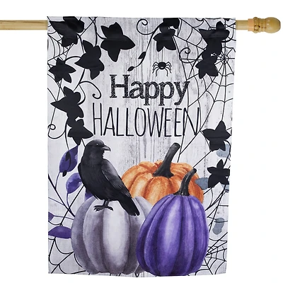 40" x 28" Pumpkins & Crow Happy Halloween Outdoor House Flag