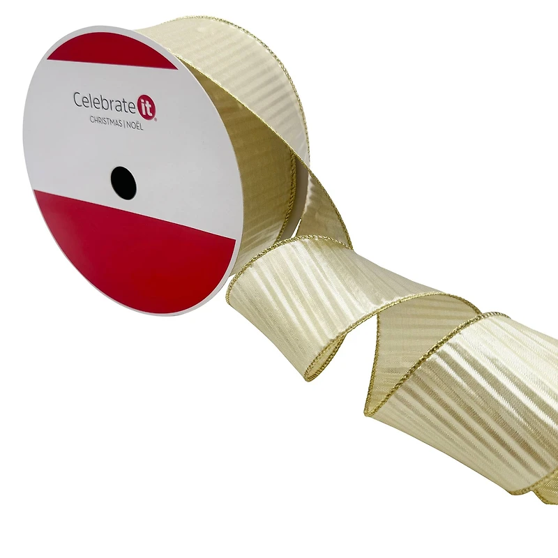 2.5" x 80ft. Gold Spiral Wired Ribbon by Celebrate It®