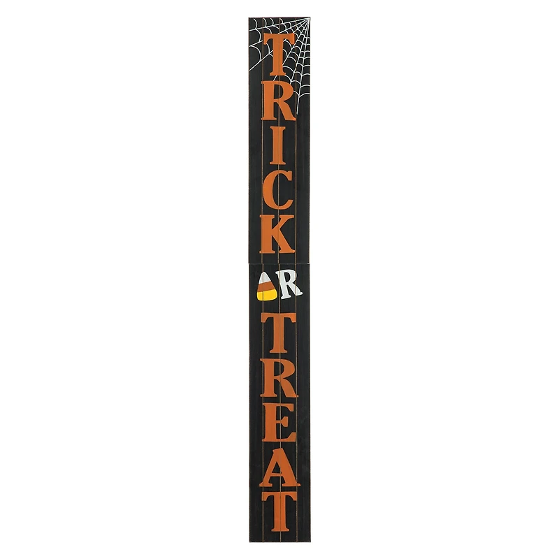 Glitzhome® Orange & Black Wooden Trick or Treat Porch Sign