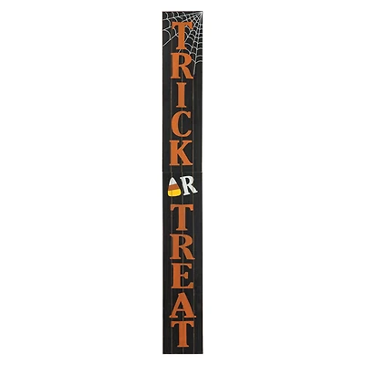 Glitzhome® Orange & Black Wooden Trick or Treat Porch Sign