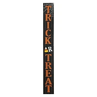 Glitzhome® Orange & Black Wooden Trick or Treat Porch Sign