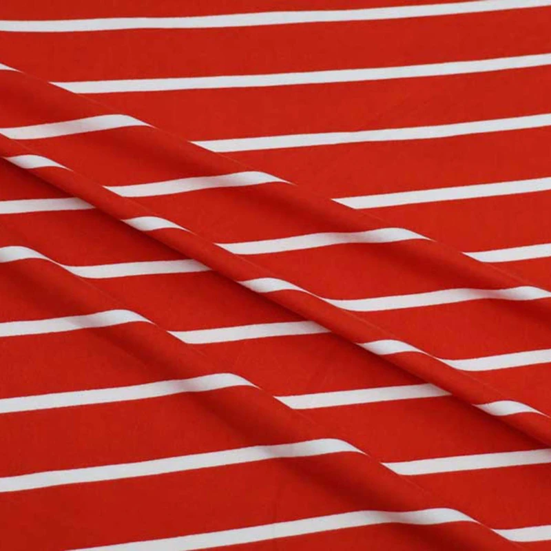 Fabric Merchants White Stripes on Double Brushed 4-Way Stretch Fabric