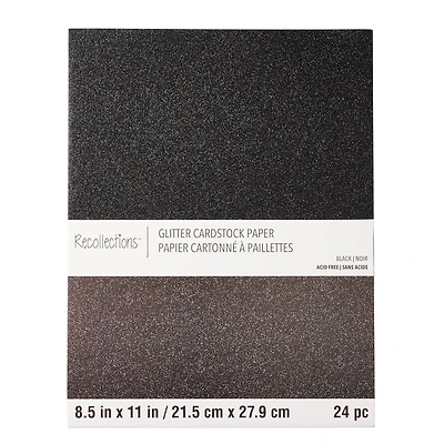 Black Glitter 8.5" x 11" Cardstock Paper by Recollections™, 24 Sheets